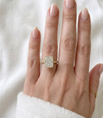 Load image into Gallery viewer, 4.09 CT Radiant Cut Yellow Lab-Grown Diamond Engagement Ring in 14K Yellow Gold (F Color, VVS2 Clarity)
