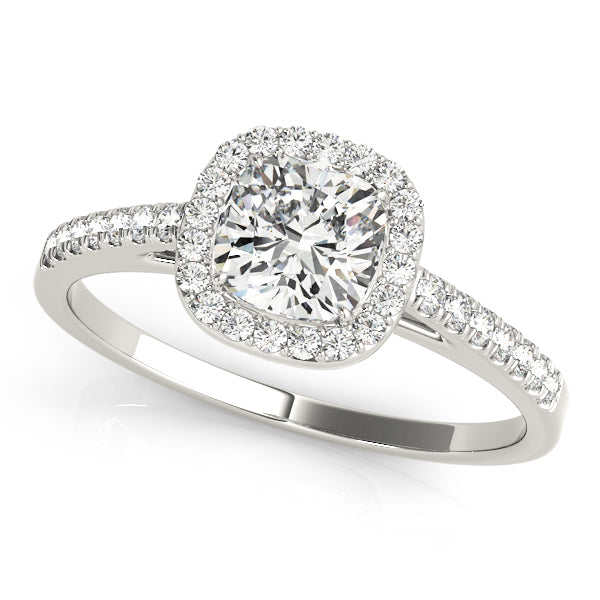 Single Row Square or Cushion Halo Engagement Ring – Setting (Size 4.5)