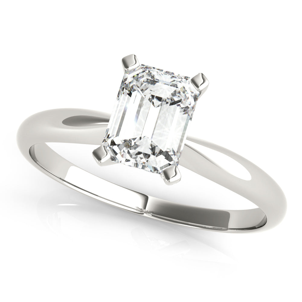 Solitaire Emerald Cut Engagement Ring - Size 3